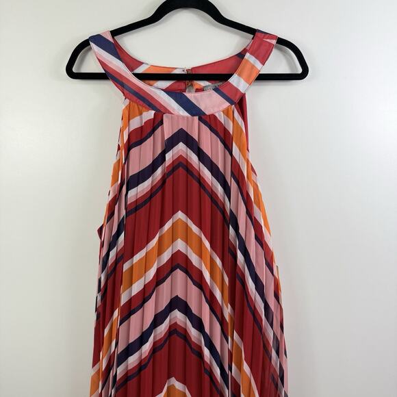 Love X Design New Striped Trapeze Swing Dress Size 2X Halter Accordion Pleated - Picture 2 of 14